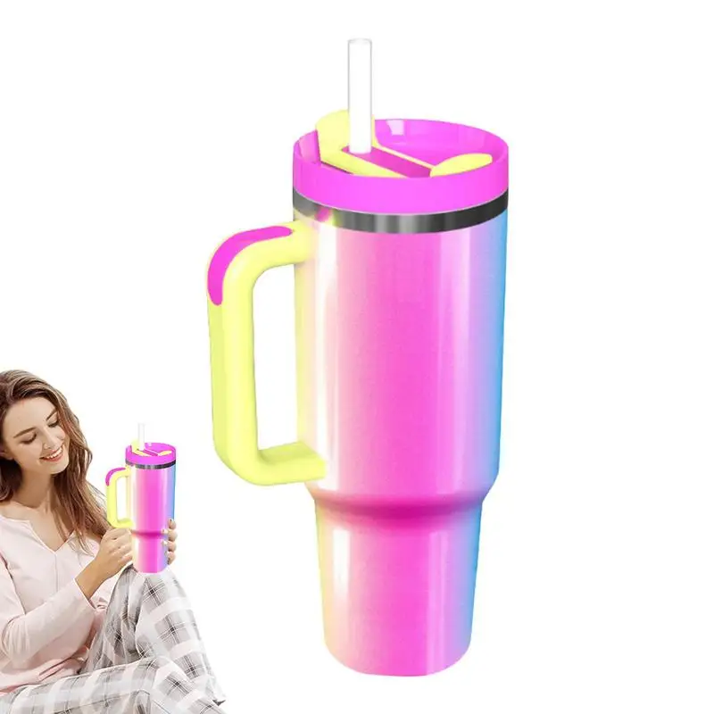 InsulatedStrawMug40ozStainlessHandleWaterMugNonSpillCoffee