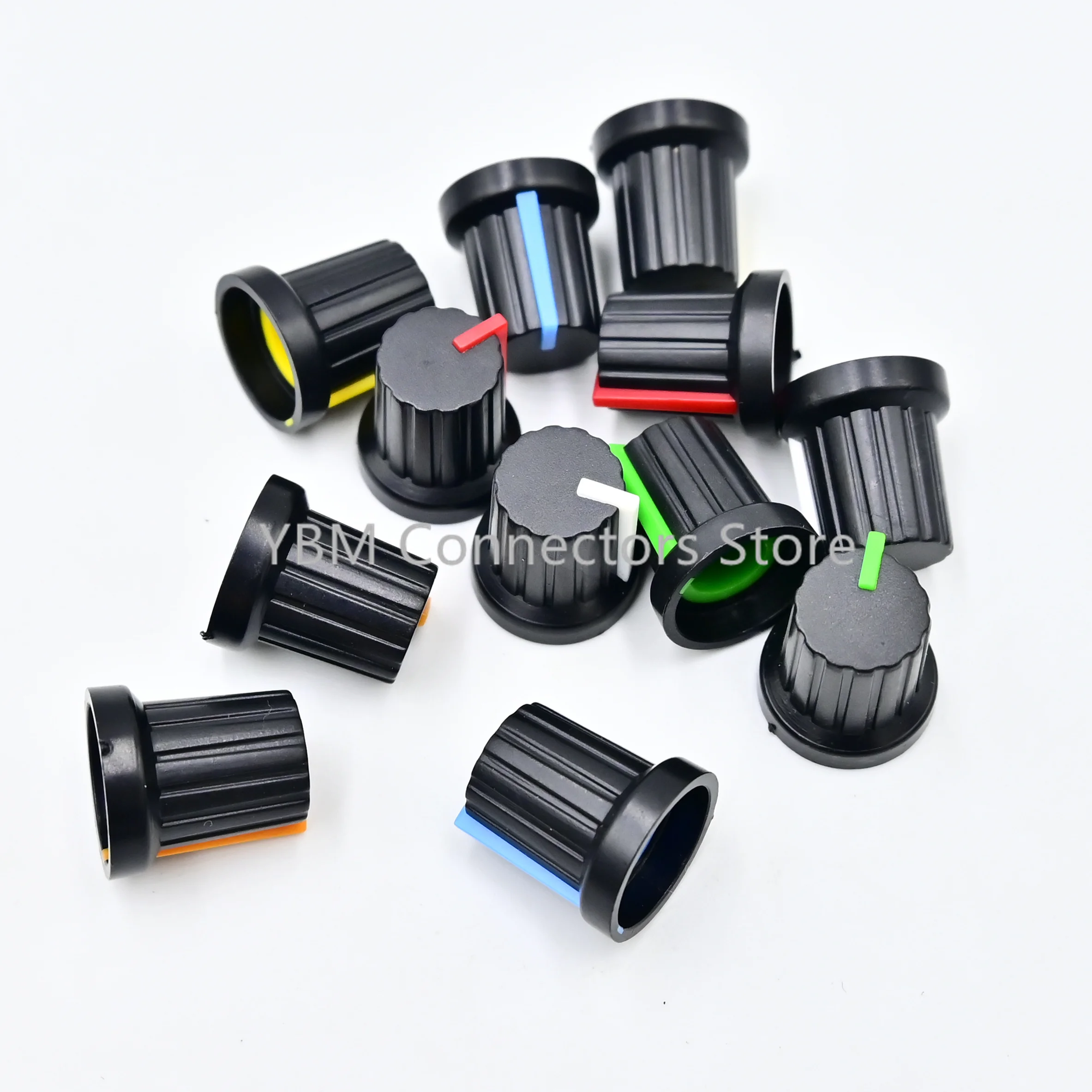 6mm Shaft Hole Dia Plastic Threaded Knurled Potentiometer Knobs Caps potentiometer knob cap plastic knob cap