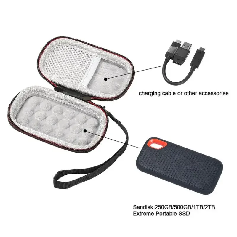 PSSD /E30 /E60 / E61용 하드 케이스 250GB / 500GB / 1TB / 2TB Extreme Portable SSD SDSSD 휴대용 보관 가방(케이스만 해당)