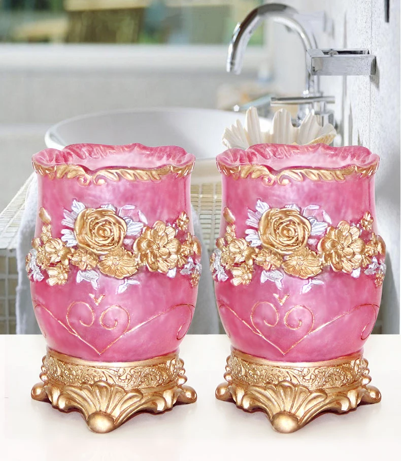 Badezimmer Becher Aus Kunstharz Mit Blumen Relief Design_voghion.com