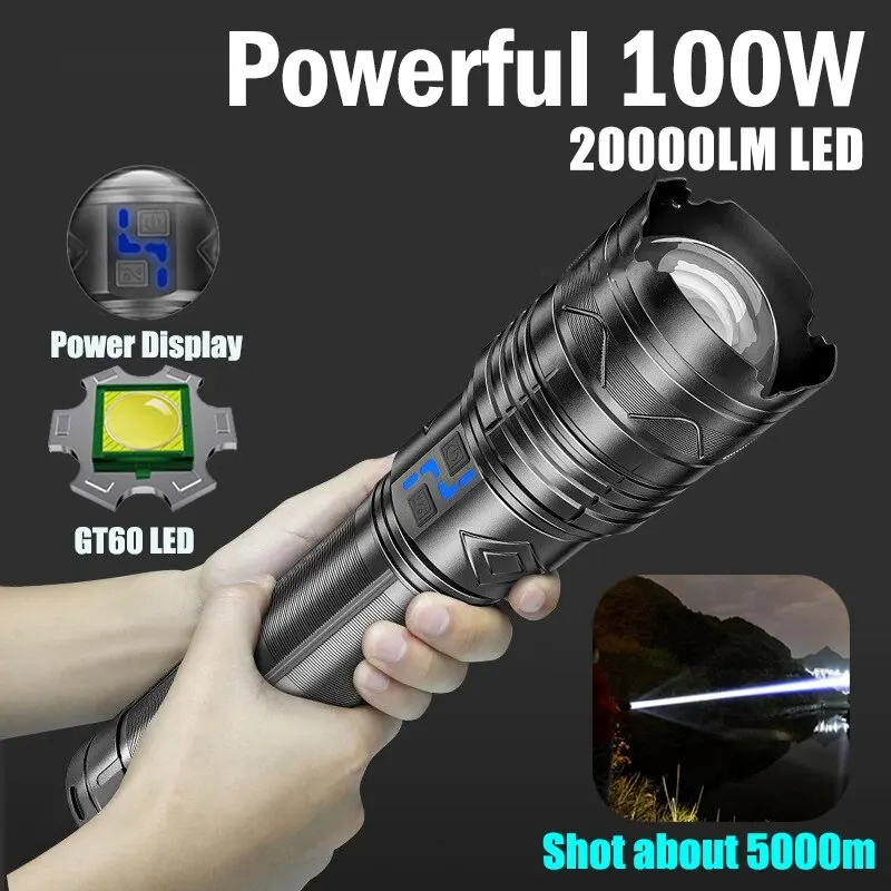 Linterna Táctica Led Linterna Militar Recargable Zoomable 5 Modos Ipx6 Linterna Impermeable 5000 Lum Muyoka Hogar