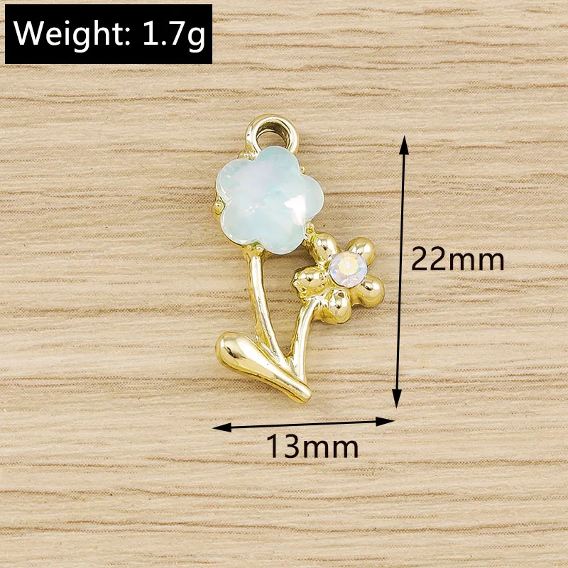 Tusember 10 Stück exquisite gold- und silberfarbene Kristallblumen-Anhänger für die Schmuckherstellung, modische Ohrringe, Halsketten, Blumenanhänger – Detail 15