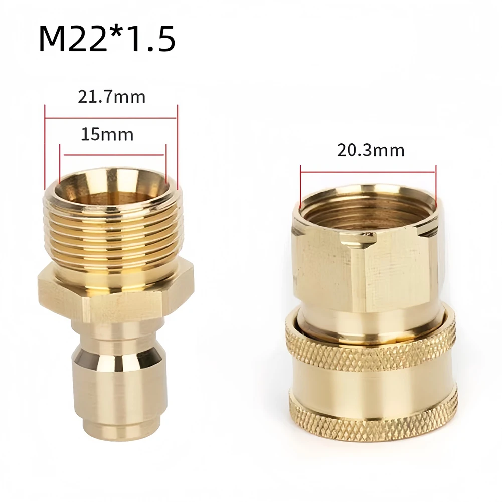 고압 세척기 스파우트 키트용 3/8 M22 어댑터 2개, 퀵 커넥트 키트, 자동차 세척용 워터 파이프 조인트 액세서리