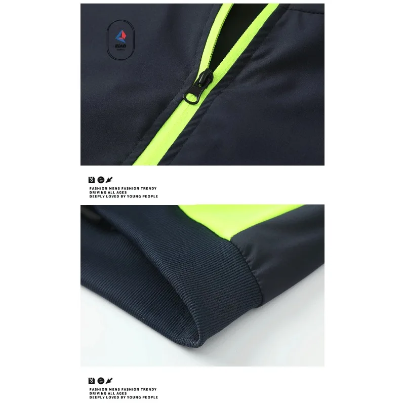 Men Casual Jacket Outdoor Sports Windbreaker Lightweight Breathable Loose Fit Color Block Zipper Coat Cycling Jacket  Autumn