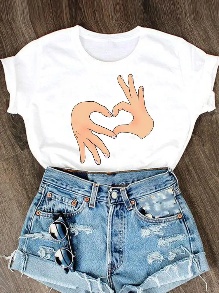 Love Style Valentine Graphic T Shirt Clothing Fashion Clothes Women Short Sleeve Summer O-neck Tee T-shirt Cartoon Female Top graphic tees women