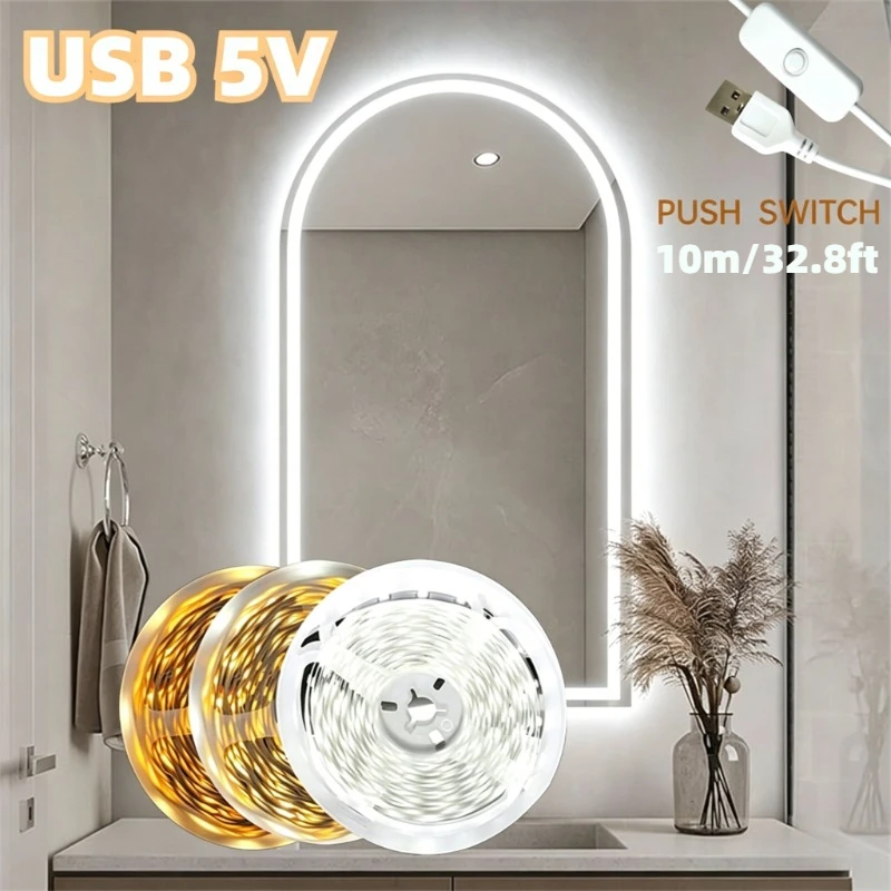 Versatile USB-Powered LED Strip Lights with Adjustable Warm & Cool White Tones