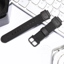Men's Waterproof Resin Watchband - 16mm Rubber Strap Replacement Accessories for 16mm (NL Black B)