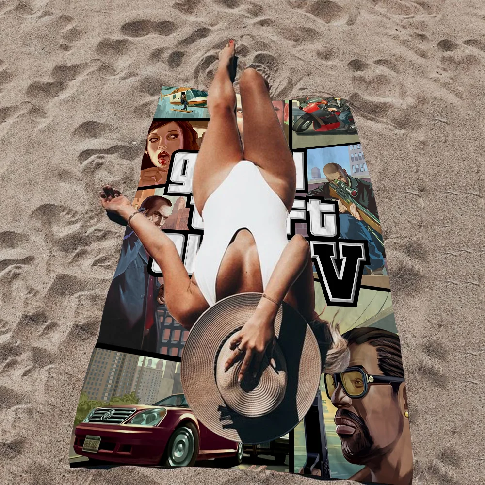 GTA 5 Grand Theft Auto Anime Beach Swimming Towel Soft Absorbent Washcloth Children's Gifts for Kids Travel Camping Gym 4