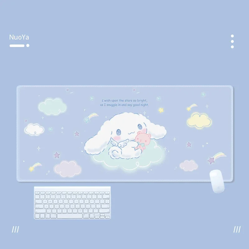 thumbnail image 1 of Alfombrilla de ratón Cinnamoroll de anime Kawaii, alfombrilla grande para juegos Kuromi, alfombrilla de escritorio con costura XXL para PC, teclado y ratón, 1 of 5