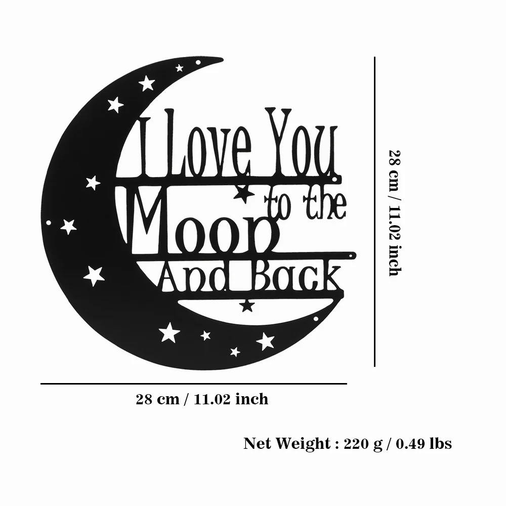 I LOVE YOU TO THE MOON AND BACK Hanging Metal Sign Black Silhouette Cutout  Children Room Bedroom Wall Decoration Plaque - AliExpress, image size:1000x1000