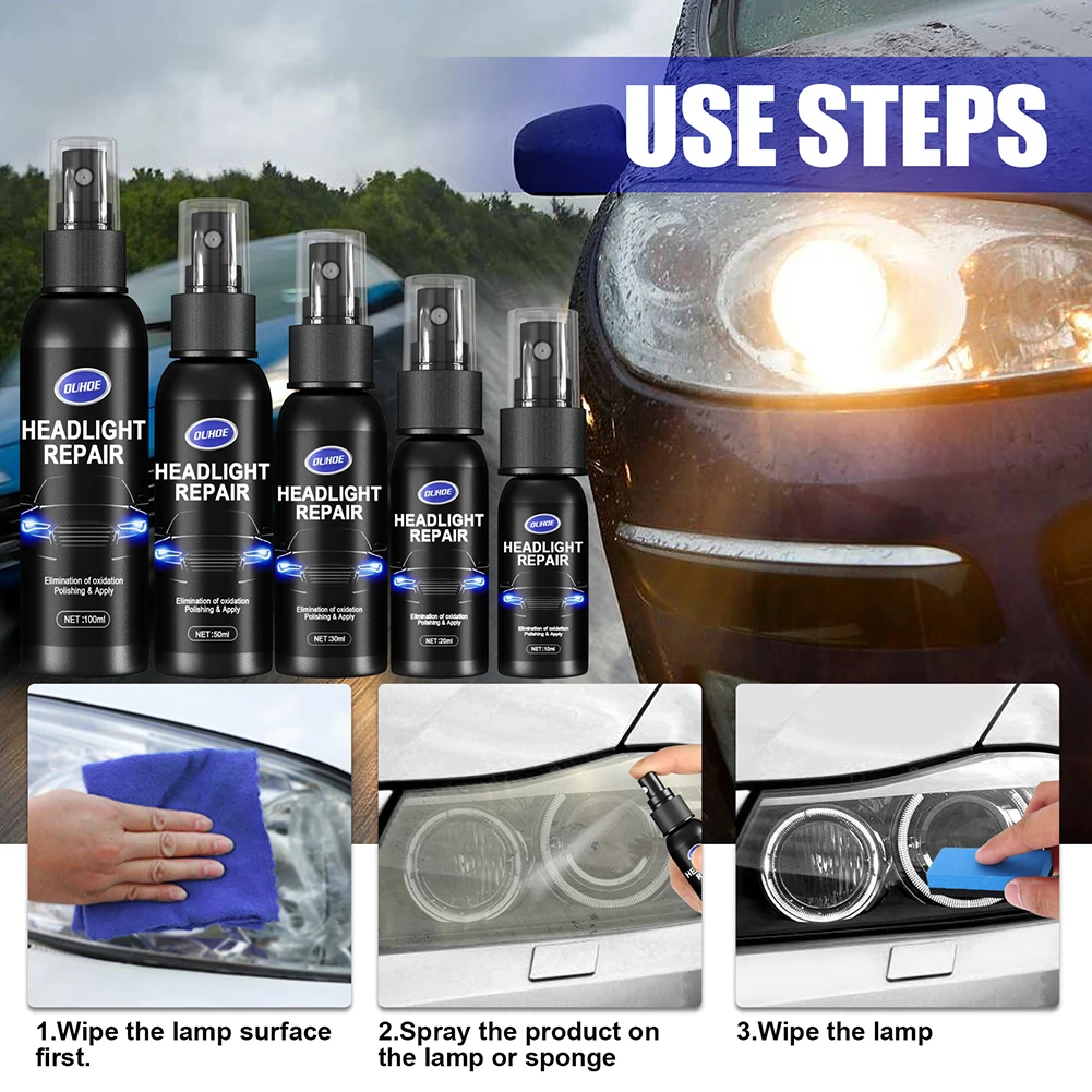 Car Headlight Polishing Agent Scratch Remover Repair Fluid Renewal Polish  and Maintenance Liquid Kit Auto Accessorie Restoration