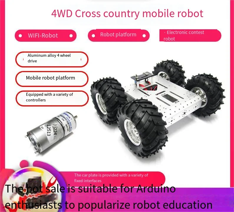 4WD Smart Robot Car Chassis For Arduino With 130mm Wheel Car Mobile Platform DIY RC Toy Tracing Experiment Programmable Toys Kit