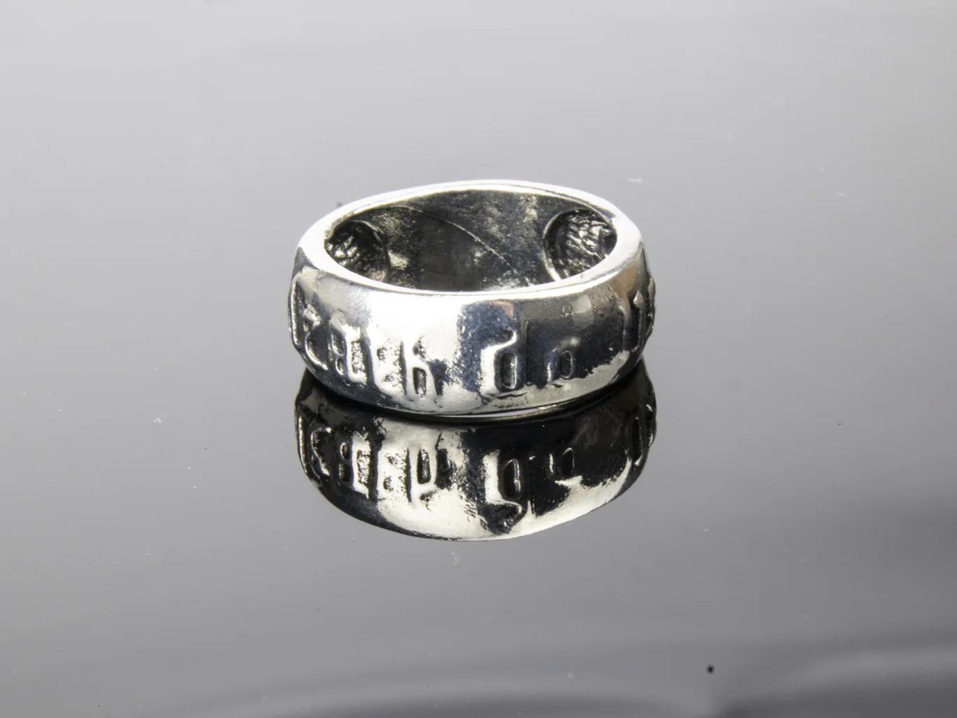 Memento Mori Skull Men's Biker Ring, Antique Stainless Steel Till Death Rings Wrapped Text for Men 6