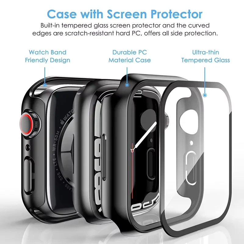 Apple Watch Screen Protector Glass+Cover For Apple Watch Ultra 49mm 46mm 42mm HD Screen Protector Film For Series 9 8 7 6 5 4 SE 45mm 41mm 44mm 40mm