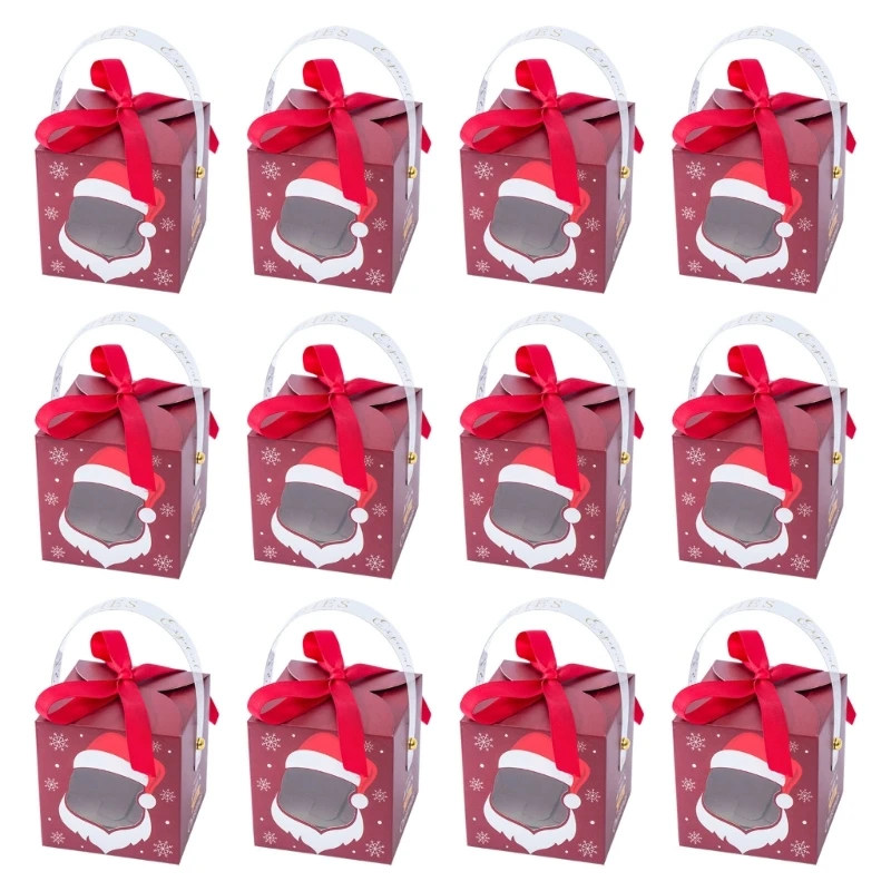 

12pcs Christmas Candy Boxes Santa Gift Box DIY Cookie Packaging Box Merry Christmas Party Decoration New Year Gift