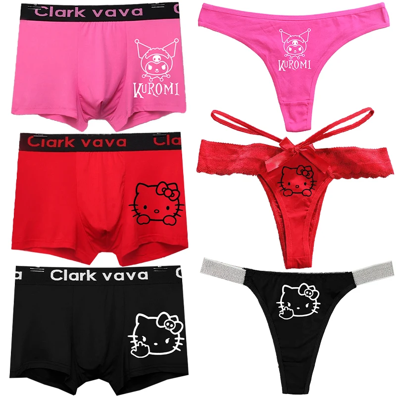 

Couple Underwear Cute Hello Kitty Lace Sexy Thong Elastic Belt Comfortable Sports Invisible Hip Lifting Bikini Women Accessories