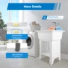 Freestanding Plastic Laundry Sink with Washboard Indoor and Outdoor Utility Sink with Cold and Hot Water Faucet 4
