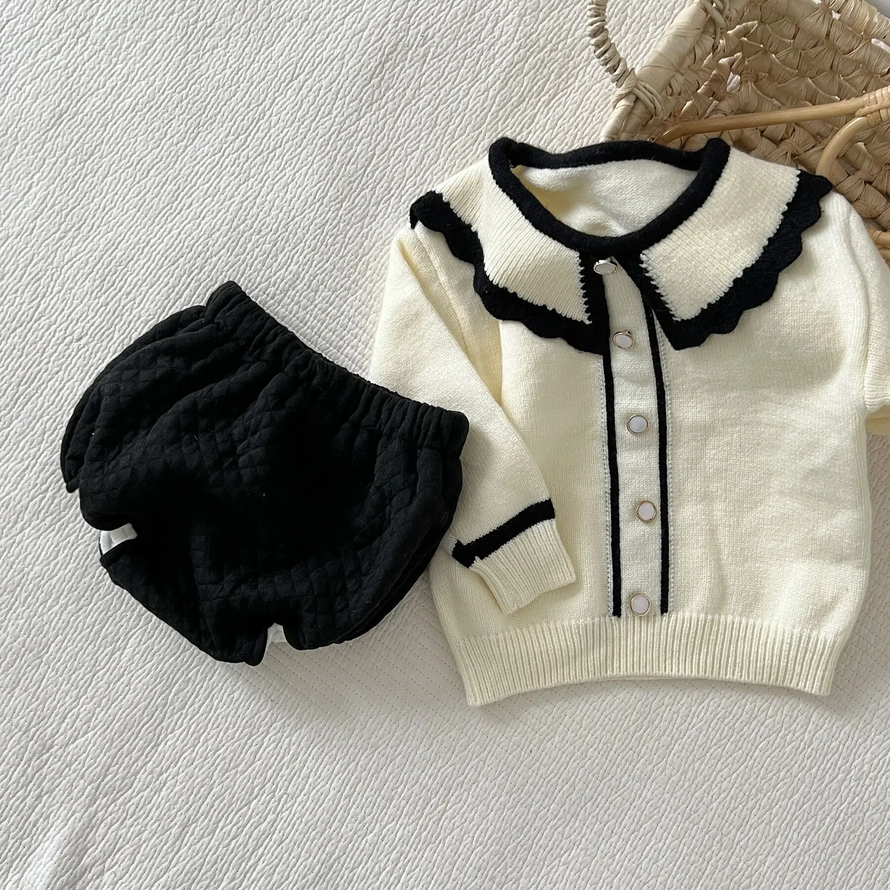 

Warm Cotton Knit Infant Baby Girls Clothing Autumn Winter Kids Boy Girl Long Sleeve Sweater Outwear Soft Cozy Kids Bloomer