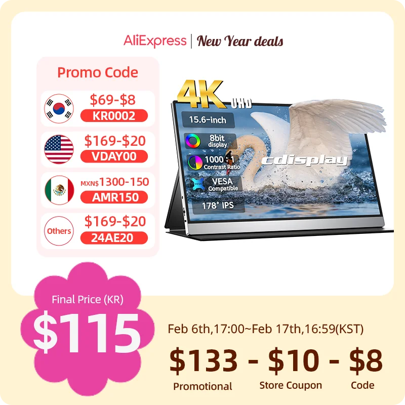 Cdisplay 4K Monitor Portatile Uhd Usb C Mini Hdmi Compatibile Gaming Monitor Laptop Screen Extender Per Ps5 Iphone 15 Pro Tablet