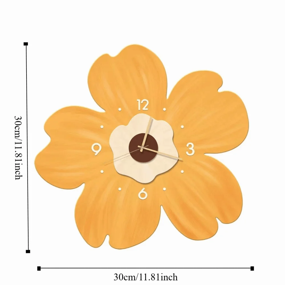 Fashion 30cm Flower Creative Clock Modern Slient Decor Simple Wall Clock Artistic Cartoon Home Clock Office Decoration