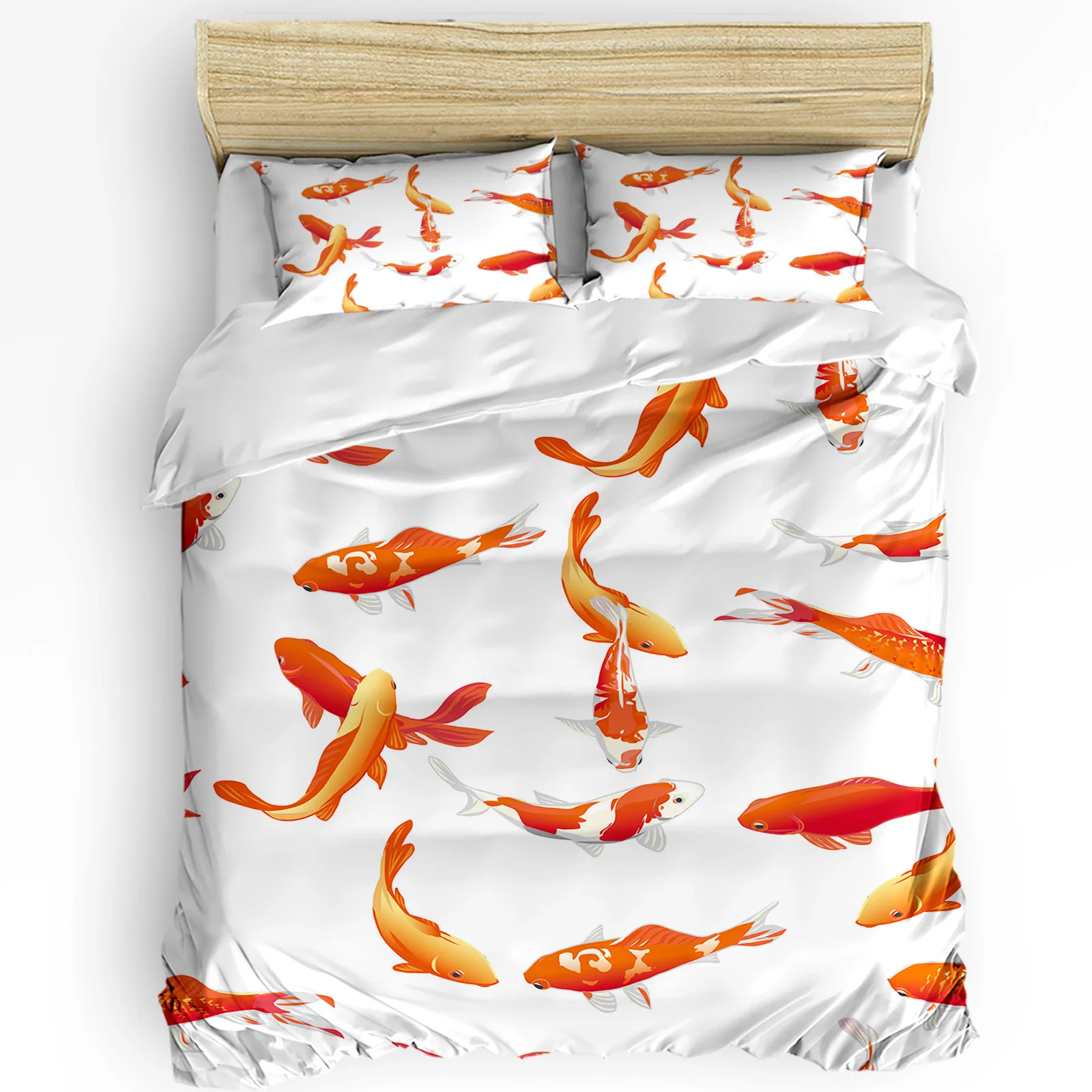 

Fish Koi Chinese Style Duvet Cover Bed Bedding Set For Double Home Textile Quilt Cover Pillowcases Bedroom Bedding Set No Sheet