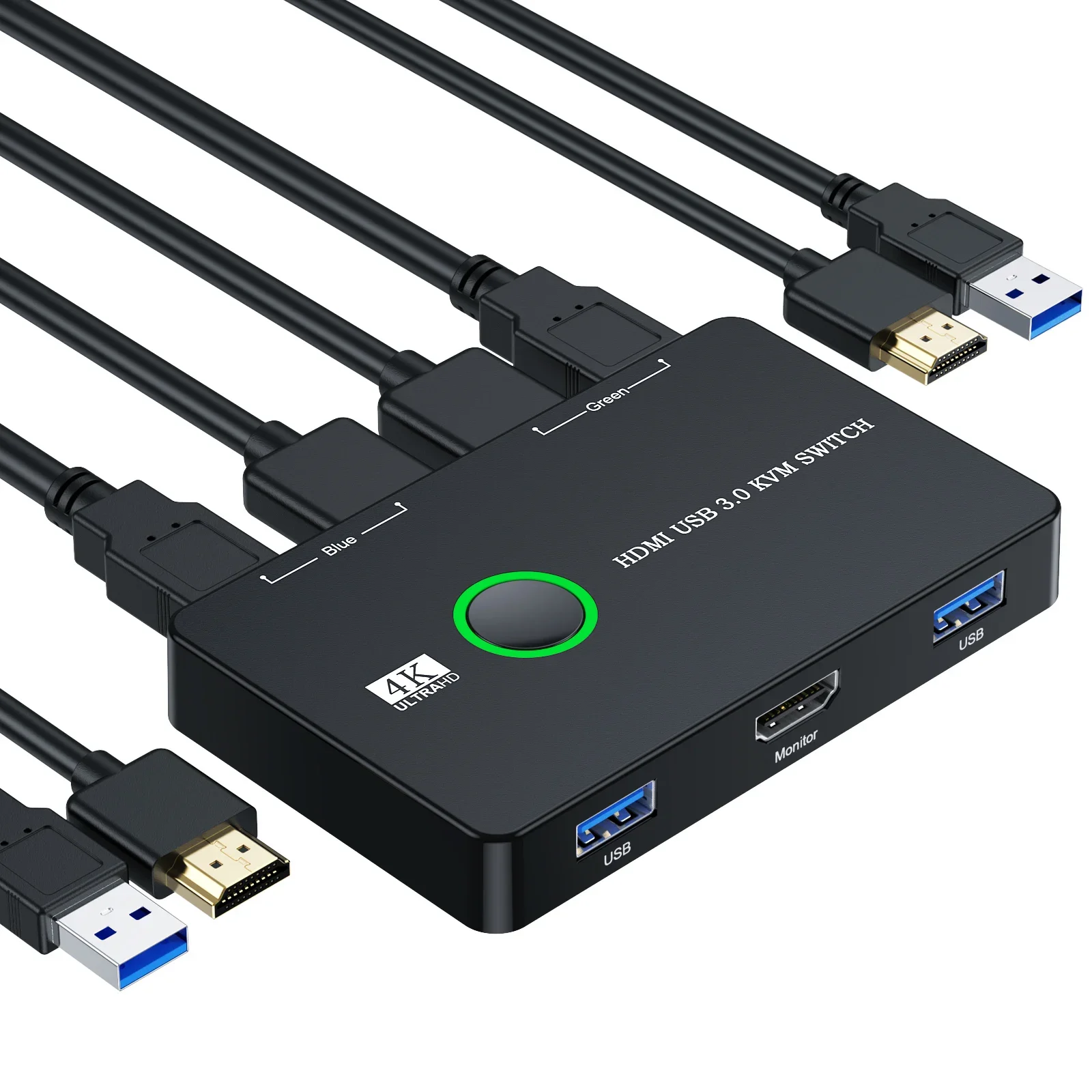 

KVM-переключатель HDTV USB3.0, переключатель для 2 компьютеров, совместное использование мыши, клавиатуры, принтера на один HD-монитор, поддержка 4K @ 60 Гц