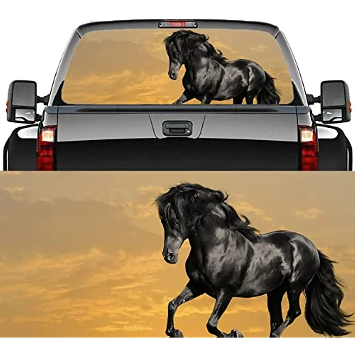 

CUSENA Steed Horse Car Rear Window Sticker Decal Graphic Perforated Decal Truck Window Back Sticker SUV Van Pickup Rear Window D