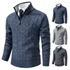 2025 Autumn/Winter New Men's Long Sleeve Knitted Shirt Twisted Flower Half Zipper Collar Versatile Warm Top