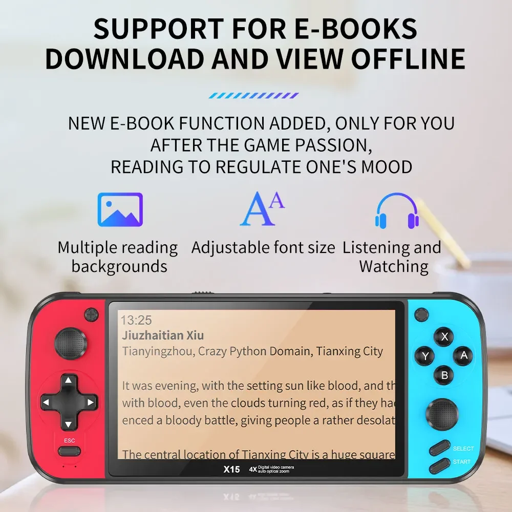 5.5 inch X15 Portable Handheld Game Console For GB FC MD 5000 Retro Games Support TV Out MP4 Music Ebook Video Player Box