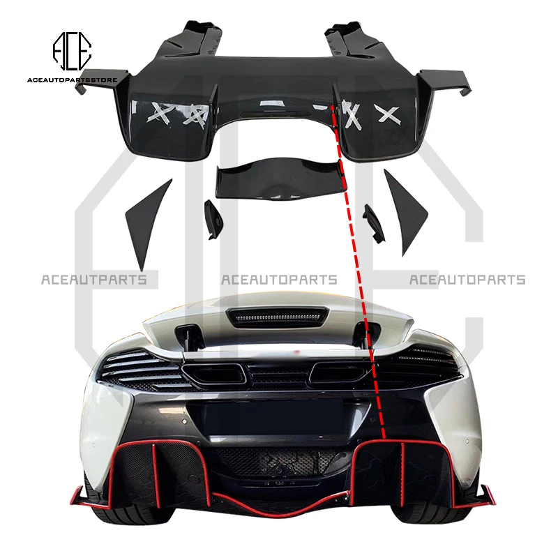 

Real Carbon Fiber Rear Bumper Side Spoilers Lip Trunk Diffuser For Mclaren MP4-12C 650S Upgrade 675LT