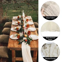 90x400CM Semi-Sheer Gauze Table Runner For Wedding Reception Sheer Bridal Shower Birthday Party banquet Xmas Table Decoration 2