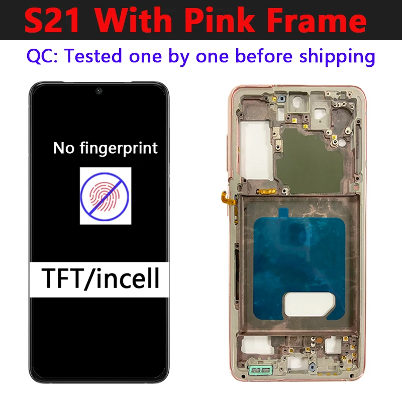 프레임 디스플레이 터치 스크린 디지타이저, 삼성 갤럭시 S21 G991 G990F 용 전면 S21 TFT, 터치 스크린 교체
