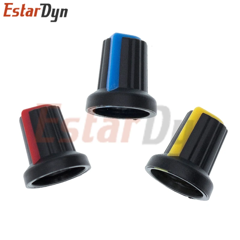 Linear Potentiometer WH148 Linear Potentiometer 15mm Shaft With Nuts And Washers 3pin WH148 B1K B2K B5K B10K B20K B50K B100K with Random Color Cap
