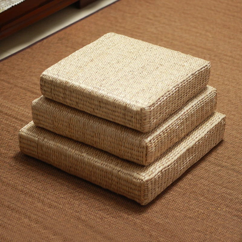 

Grass woven tatami rice and futon cushion, square Buddha worship, meditation tea ceremony, and grass cushion for household use