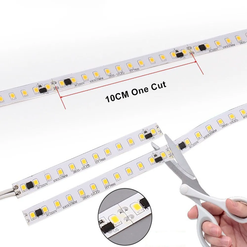 2835 120/240 LED 스트립 조명, AC 220 V  230V, 5M 램프, 220 V, 220 볼트 다이오드 테이프, 유연한 소프트 램프, 바 홈