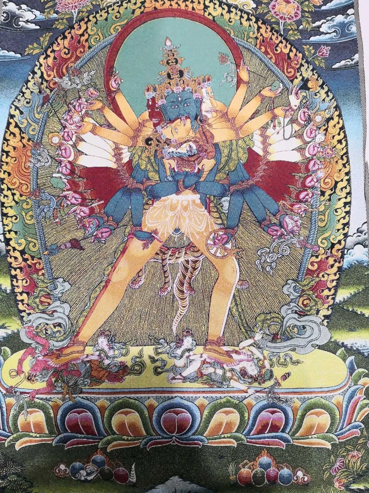 36" Tibet Tibetan Cloth Silk Buddhism Kalachakra Buddha Tangka Thangka Mural 2