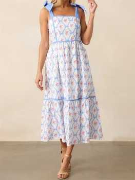 Women s Elegant V-Neck Maxi Dress with Ruffle Sleeves and Belted Waist - Perfect for Summer Parties and Events 3