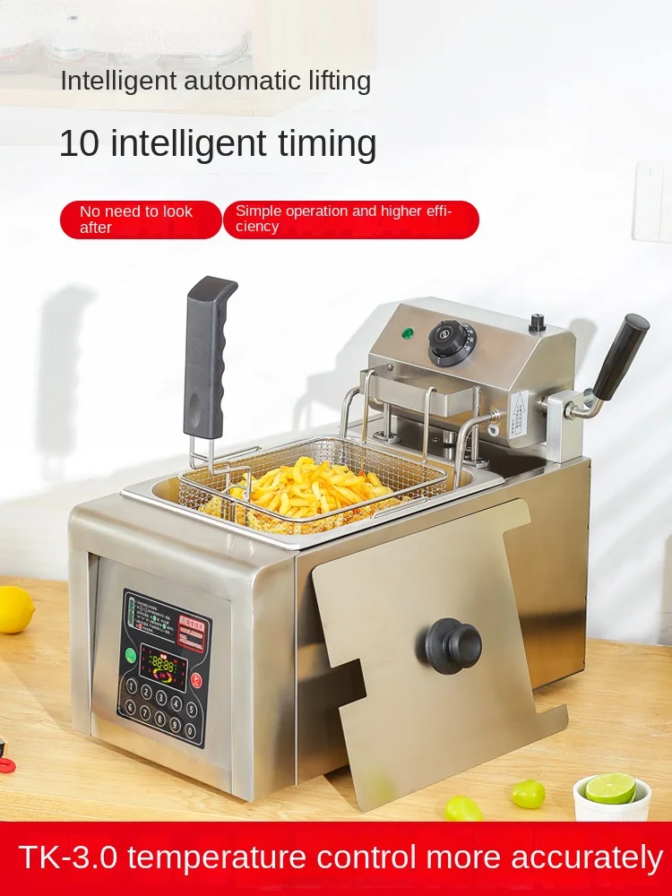 

Lifting Electric Fryer Commercial Intelligent Deep Frying Pan 8L Single Cylinder Timing Fried Chicken Cutlet Chips Machine