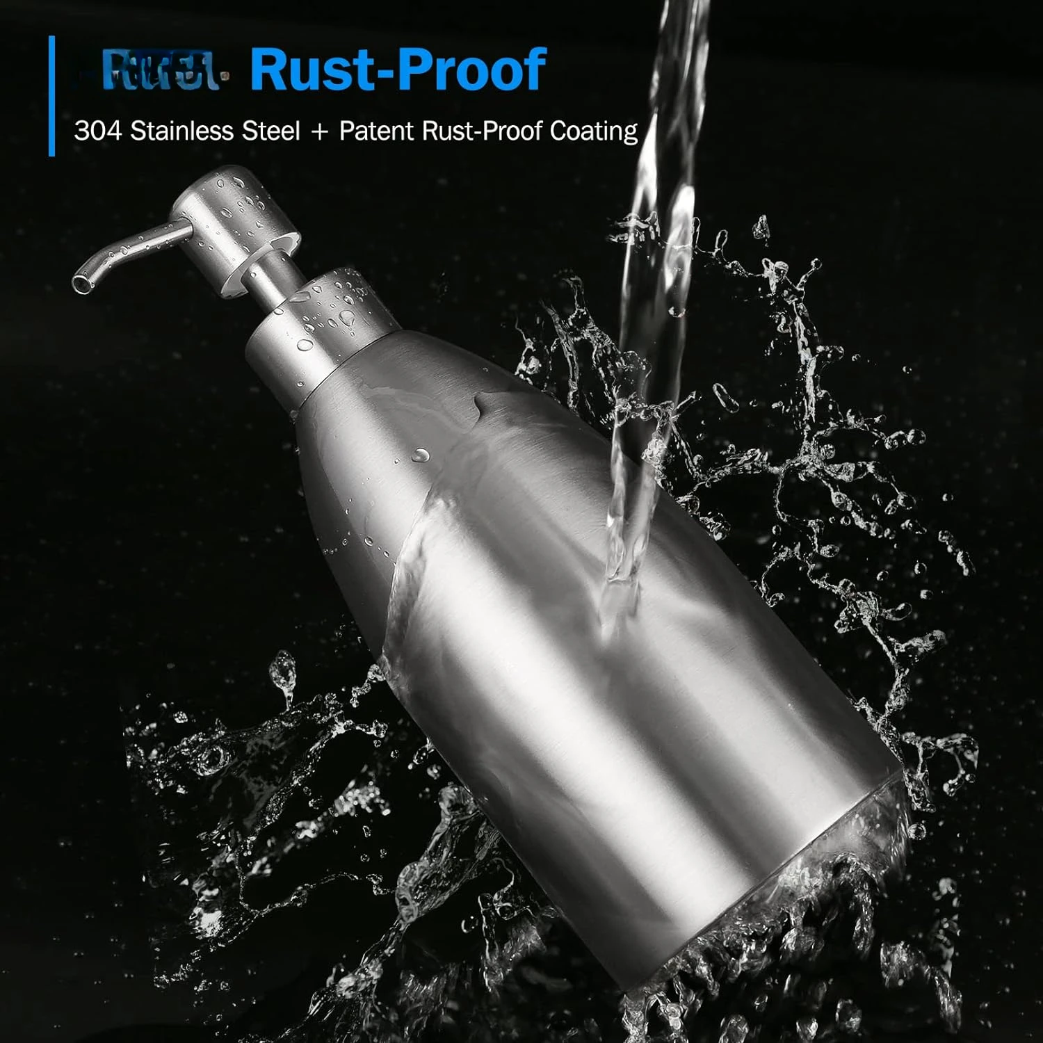 Stainless Steel Countertop Soap Dispenser 15.2 Oz Rust-Proof Liquid Pump Bottle for Kitchen Bathroom and Countertop Hand