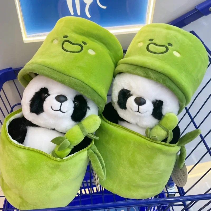 

Kawaii бамбуковая трубка панда держатель бамбук детский подарок милое национальное сокровище гигантская панда кукла фубао хуахуа украшение подарок игрушка
