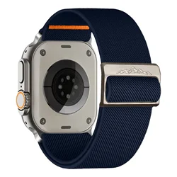 Braided Elastic Nylon Strap Bracelet - 44 45 49 S10 - 11 46mm (Deep navy blue)