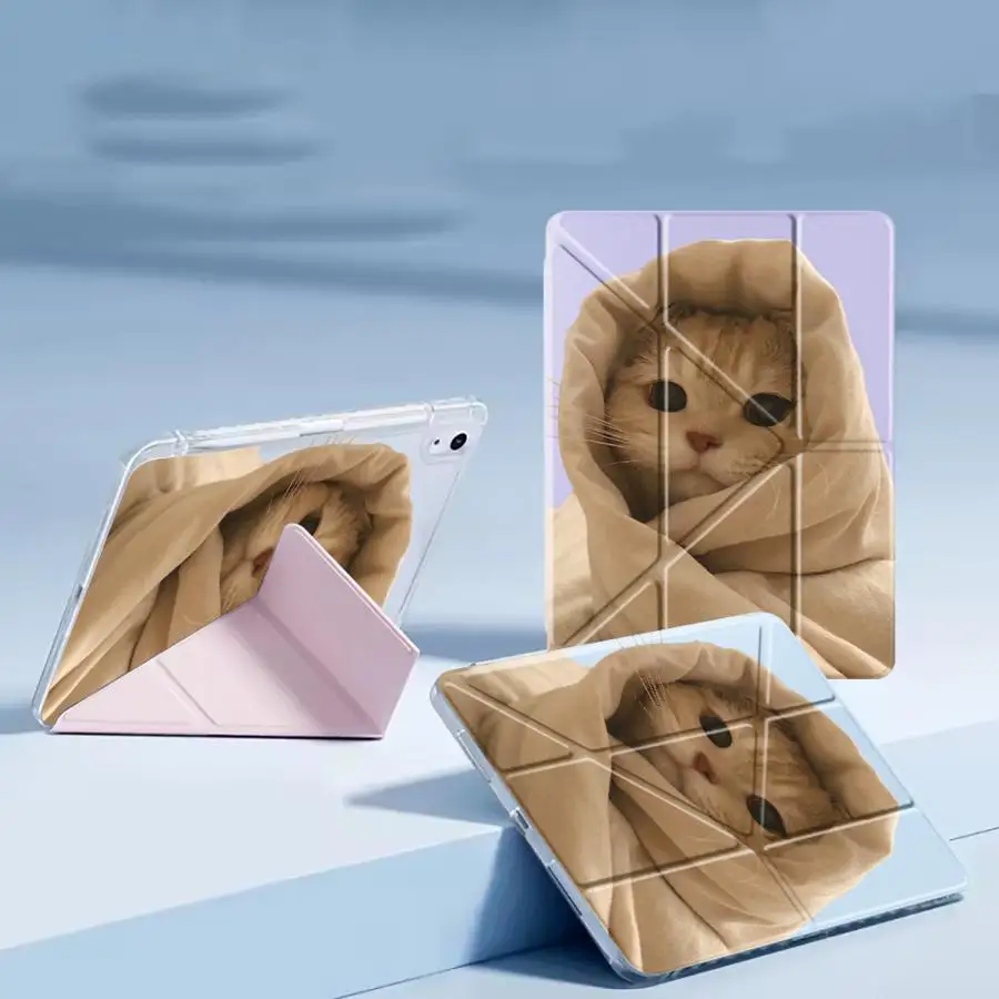 Cozy Cat Y-Fold Tablet Case with Holder - Premium Protection and Style