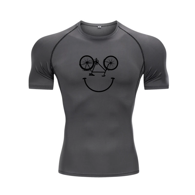 

Smiley Face Bike Tee Smile Cycling Bicycle Smiling Face T-Shirt Slim Fit T Shirts Tees For Men Fitted Cotton Summer Top T-shirts