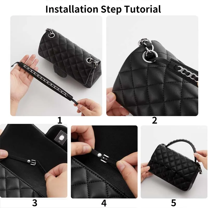 Cinghia di Ricambio in Vera Pelle Bovina per Manico Corto Borsa, Accessori Fai-da-te per Modifica Borsa Classica Flap CF - immagine 4