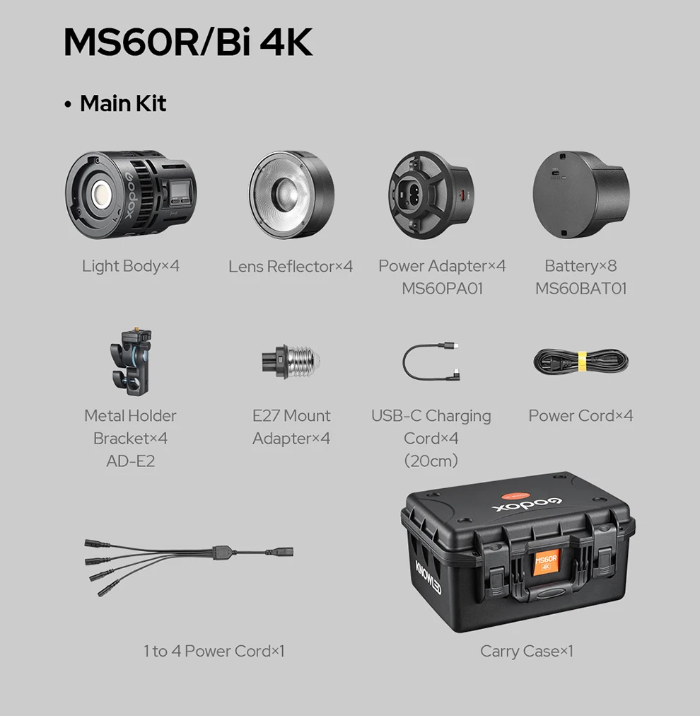 Godox RS60Bi RS60R Studio Light 60w RGB Bi-color Full-color LED Video Fill Light