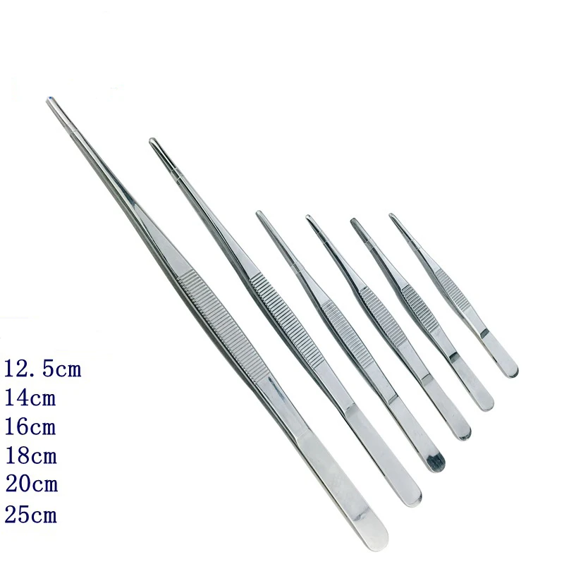 3pc/Set Toothed Tweezers Barbecue Stainless Steel Long Food Tongs Straight Home Medical Tweezer Garden Kitchen BBQ Tool tweezer tool,barbecue tweezers