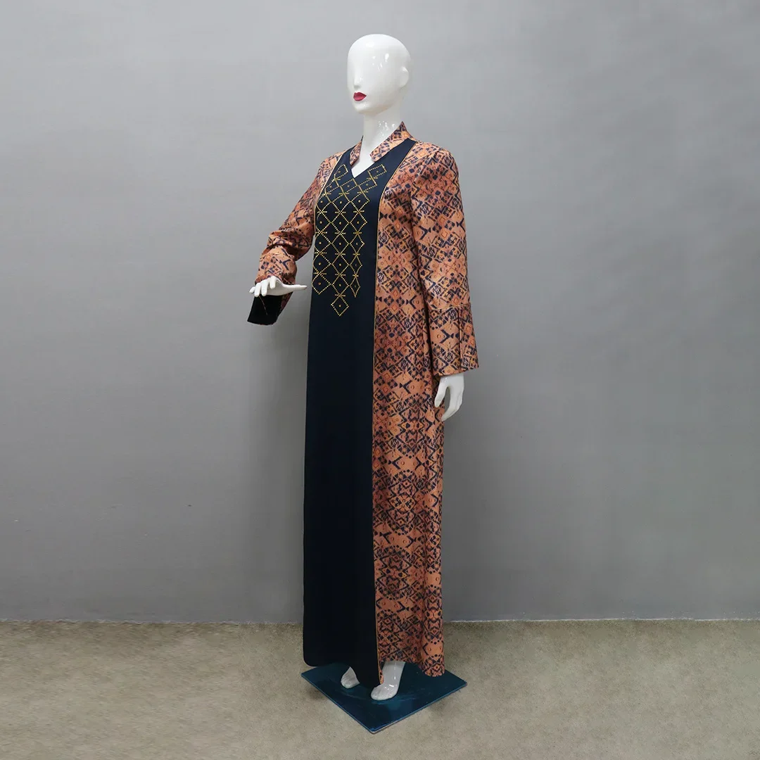 عبايات مطبوعة عرقية للنساء فستان ماكسي مرصع بالألم...