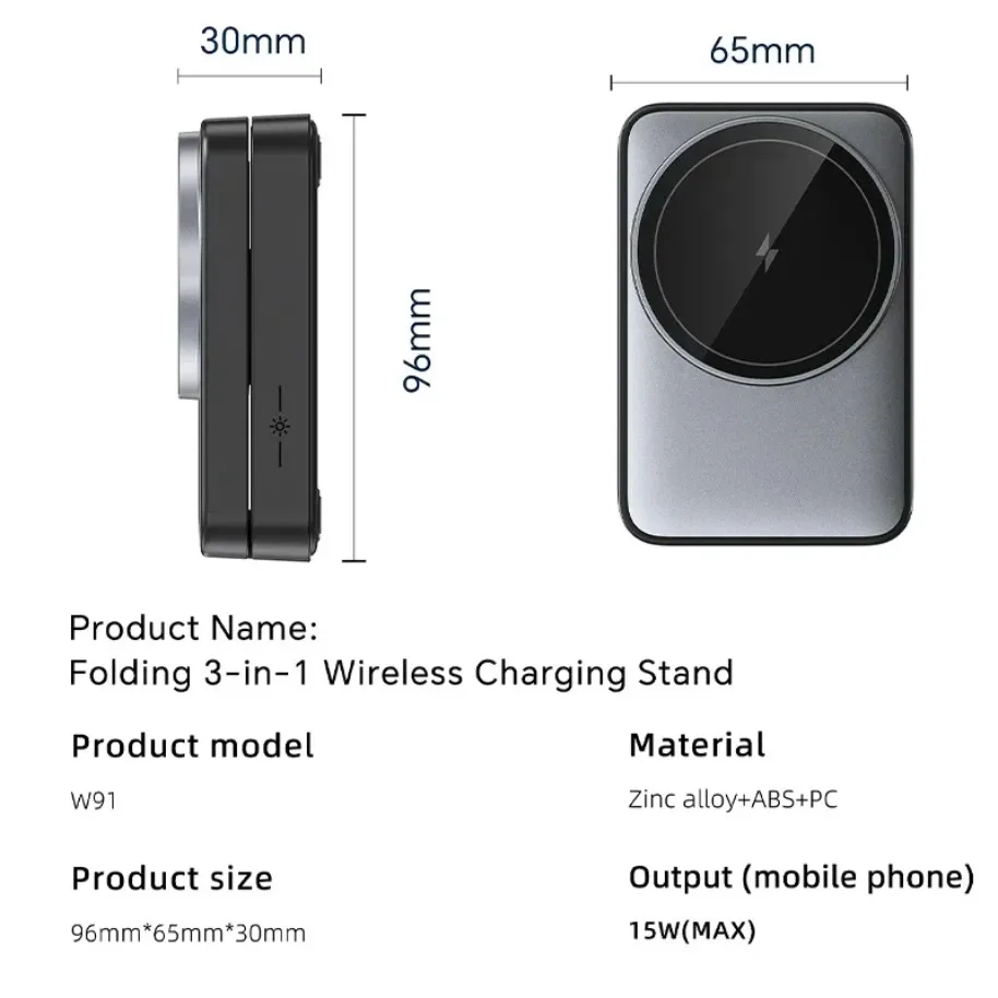Foldable Magnetic Wireless Charger Stand For Magsafe iPhone 17 16 15 14 13 12 Apple Watch 2-8 Airpods Pro Fast Charging Station