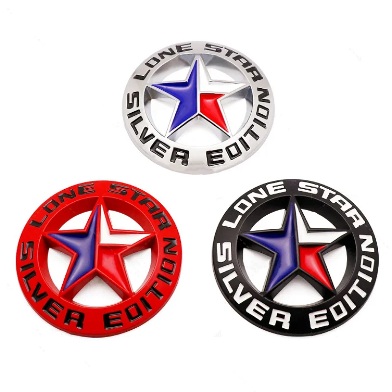 

3D Metal Silver Edition Lone Star Logo Rear Trunk Fender Emblem Badge Sticker for Jeep Wrangler Compass Dodge Ram 1500 2500