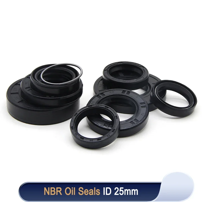 Rubber Gasket Solenoid Valve Filter Gasket Rubber Strip Seal NBR Oil Seal ID 25mm TC-25*31/32/34/35/38/40/42/45/50/52/55/60/62*4/5/6/7/8/10/12mm Nitrile Rubber Shaft Double Lip Seals Gasket